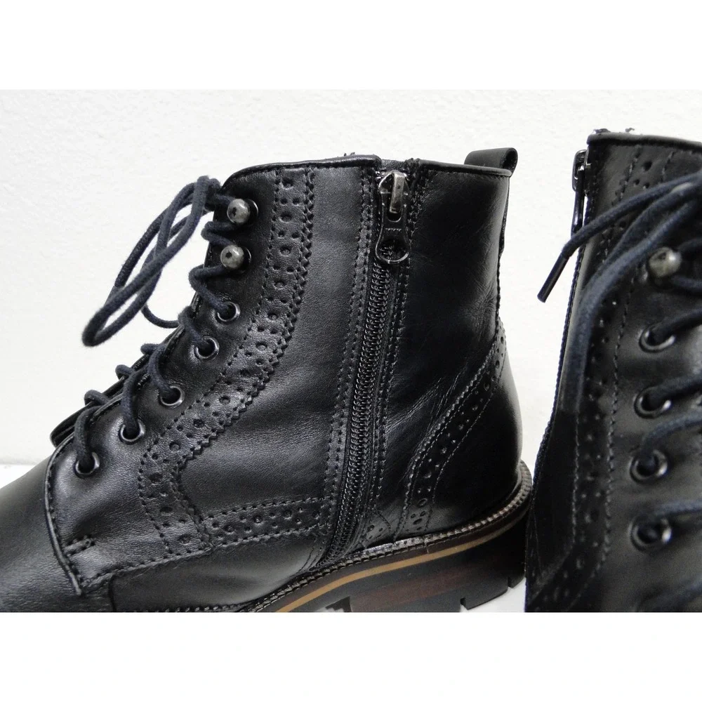 Johnston & Murphy Cody Wingtip Zip Boot Black Leather XC Flex 20-5521 Mens 9.5 M